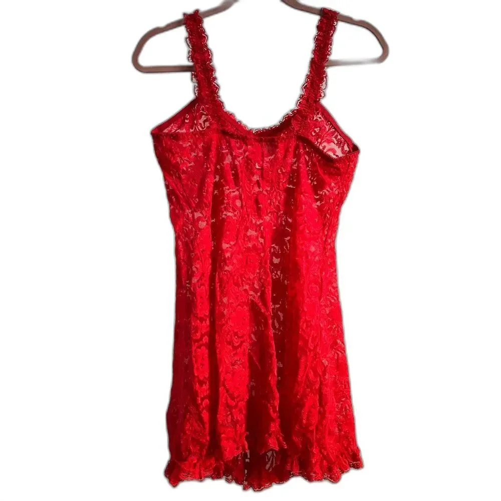 Vintage Inner Most Red Lace Slip Dress Size XL Lingerie - Picture 5 of 7